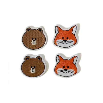 Animal Fox Logo Clothing Embroidered Patches For T Shirt Laser Cut Border