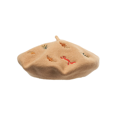 Solid Color Beret Cap Hat Eco Printing Polyester Wool Material