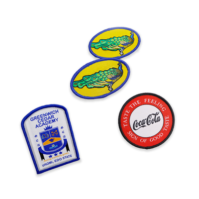 School Applique Woven Patch Badges , Sew On Embroidered Patches OEM