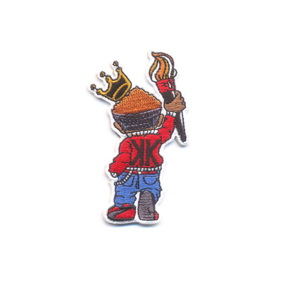 3.5 Inch Die Cut Embroidered Patches ,  Logo Badges For Clothing Cotton Material