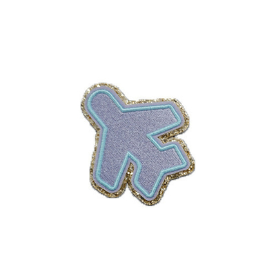 Plane Shape Glitter Iron On Patches Merrowed Border For DIY Bags