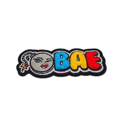 Chenille Clothing Embroidered Patches Logo Merrowed For Hats​