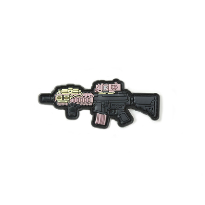 Rifle Guns Shape PVC Badge Patch 3.5'' Width Silicone Rubber Material For Military