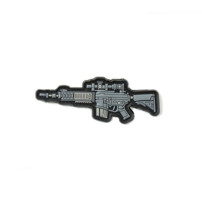 Rifle Guns Shape PVC Badge Patch 3.5'' Width Silicone Rubber Material For Military