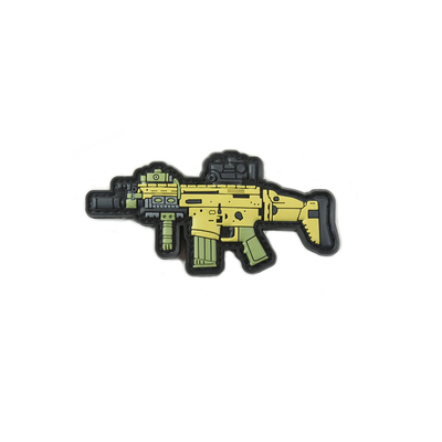 Rifle Guns Shape PVC Badge Patch 3.5'' Width Silicone Rubber Material For Military