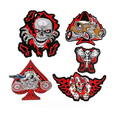 Chenille Sew On Biker Patches , Embroidered Motorcycle Patches For Leather Jacket