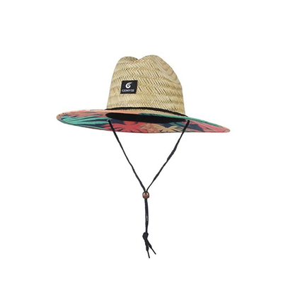 Round Beach Patch Straw Hat For Tropical Fishing Eco Friendly