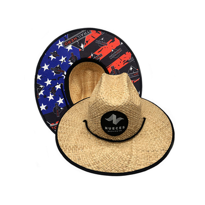 11.5cm Wide Brim Patch Straw Hat Woven Raffia Grass For Surfing