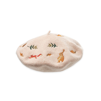 Solid Color Beret Cap Hat Eco Printing Polyester Wool Material