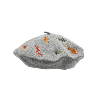Solid Color Beret Cap Hat Eco Printing Polyester Wool Material