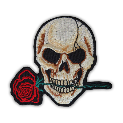 Fabric Embroidered Skull Cool Iron On Glitter Patches For Clothing