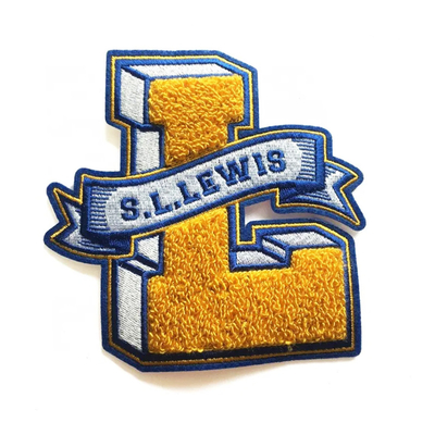 Chenille Company Logo Patches Laser Cut Border Iron On Embroidery Applique