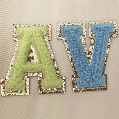 Iron On Back Glitter Chenille Embroidery Patch Heart Shape Embroidered Cloth Patches