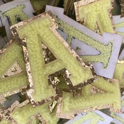 Iron On Back Glitter Chenille Embroidery Patch Heart Shape Embroidered Cloth Patches