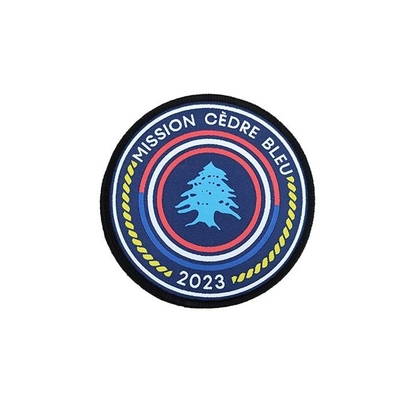 Polyester Woven Patch Label Iron On Woven Badges Laser Cut Border