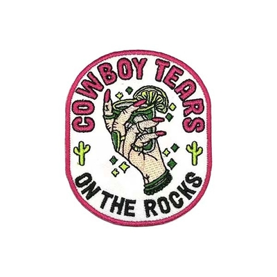Trucker Hat Bar Hot Pink Cowboy Cowgirl Iron on Embroidered Patches Shiny Glitter Patches