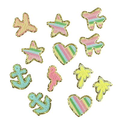 Laser Cut Glitter Iron On Patches Ironing Adhesive Backing OEM For Clothes